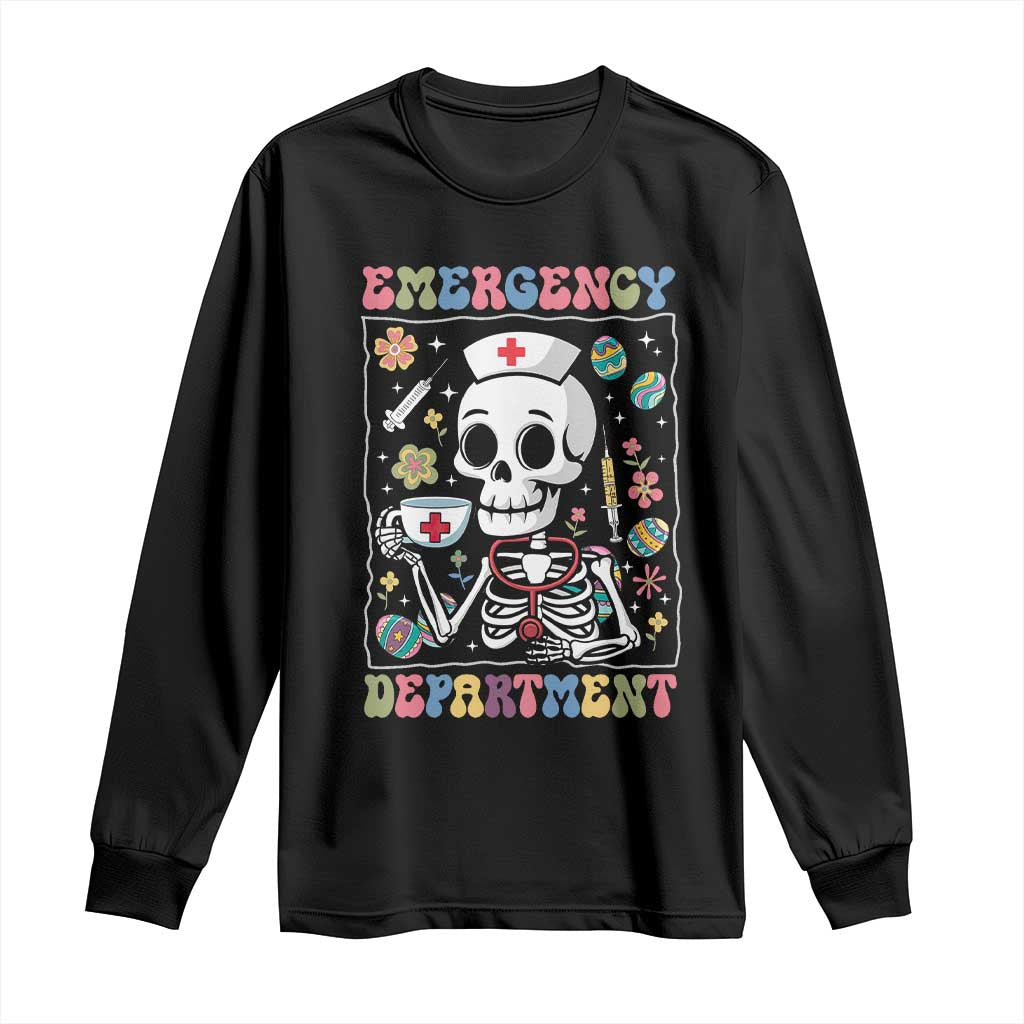 Emergency Department Skeleton Nurse Easter Long Sleeve Shirt ER Nursing Room