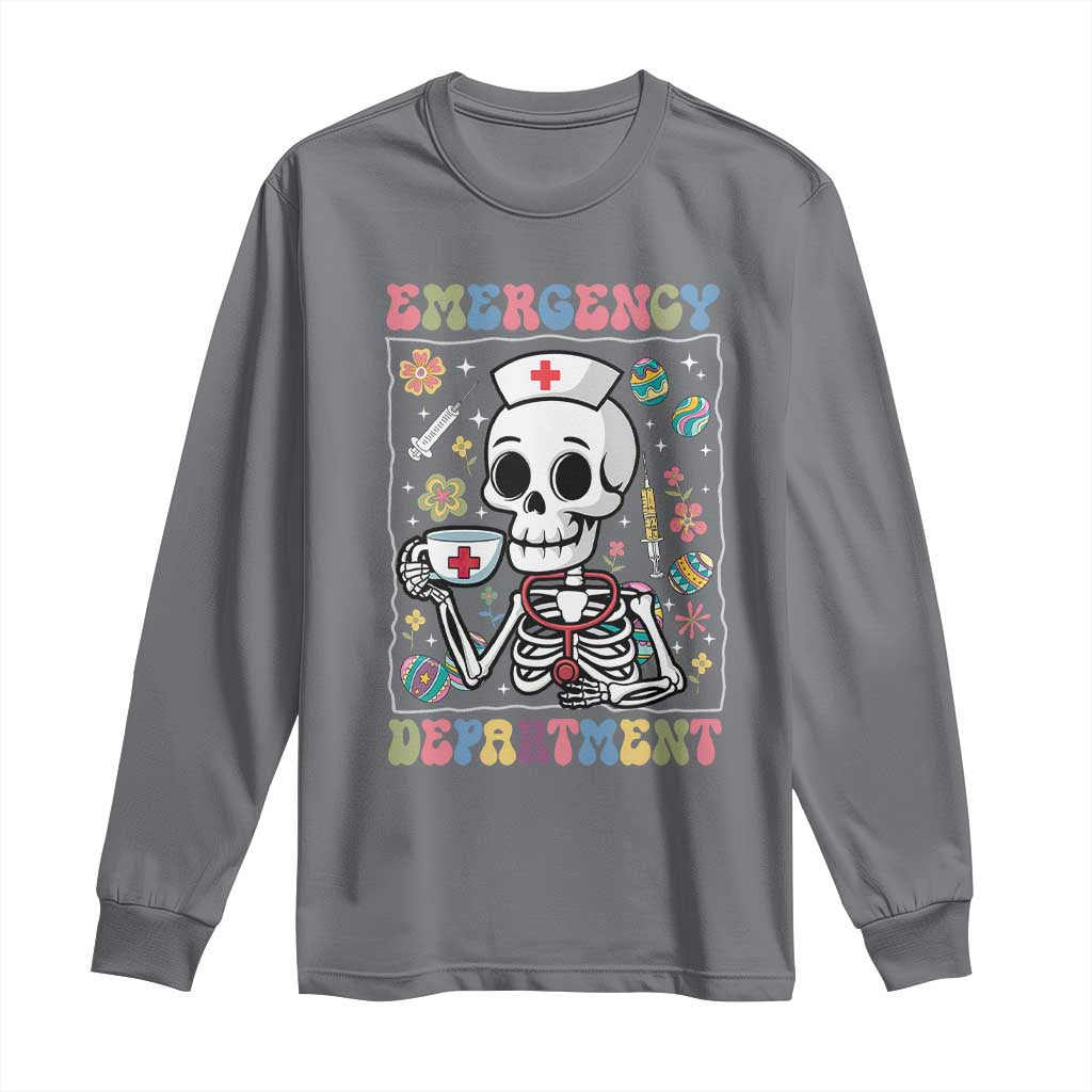 Emergency Department Skeleton Nurse Easter Long Sleeve Shirt ER Nursing Room