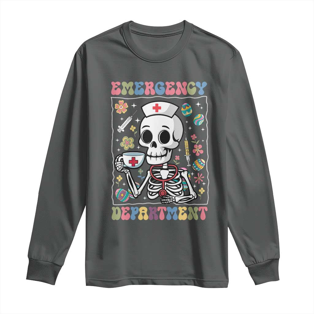 Emergency Department Skeleton Nurse Easter Long Sleeve Shirt ER Nursing Room