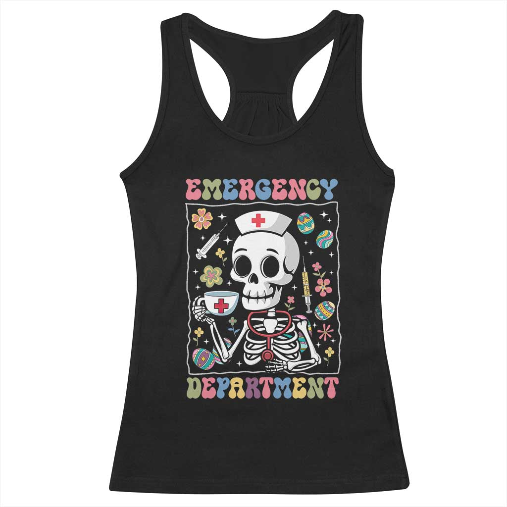Emergency Department Skeleton Nurse Easter Racerback Tank Top ER Nursing Room