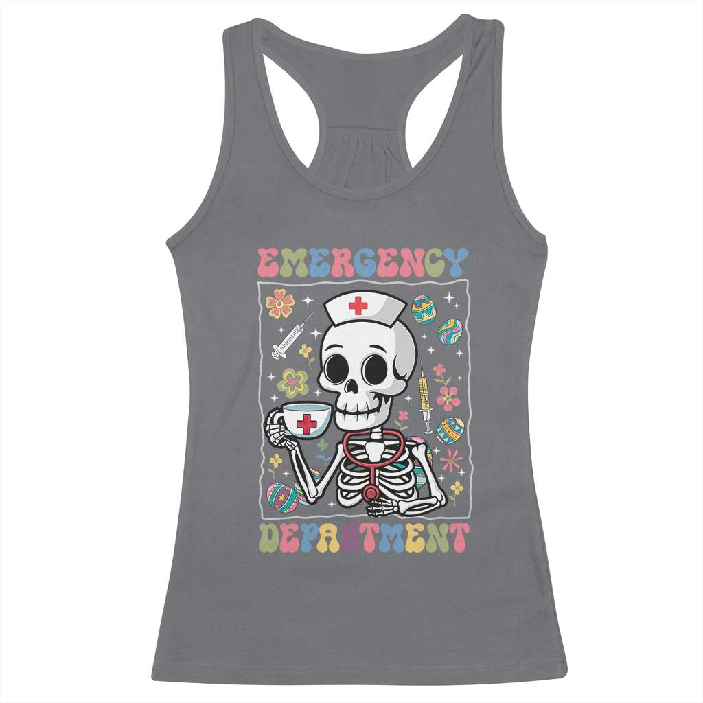 Emergency Department Skeleton Nurse Easter Racerback Tank Top ER Nursing Room