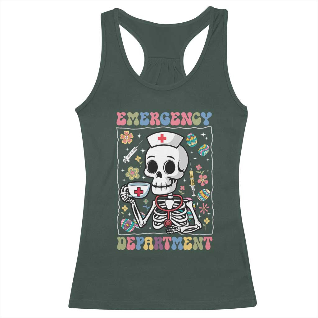 Emergency Department Skeleton Nurse Easter Racerback Tank Top ER Nursing Room
