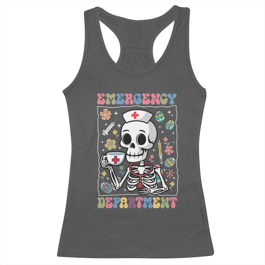 Emergency Department Skeleton Nurse Easter Racerback Tank Top ER Nursing Room
