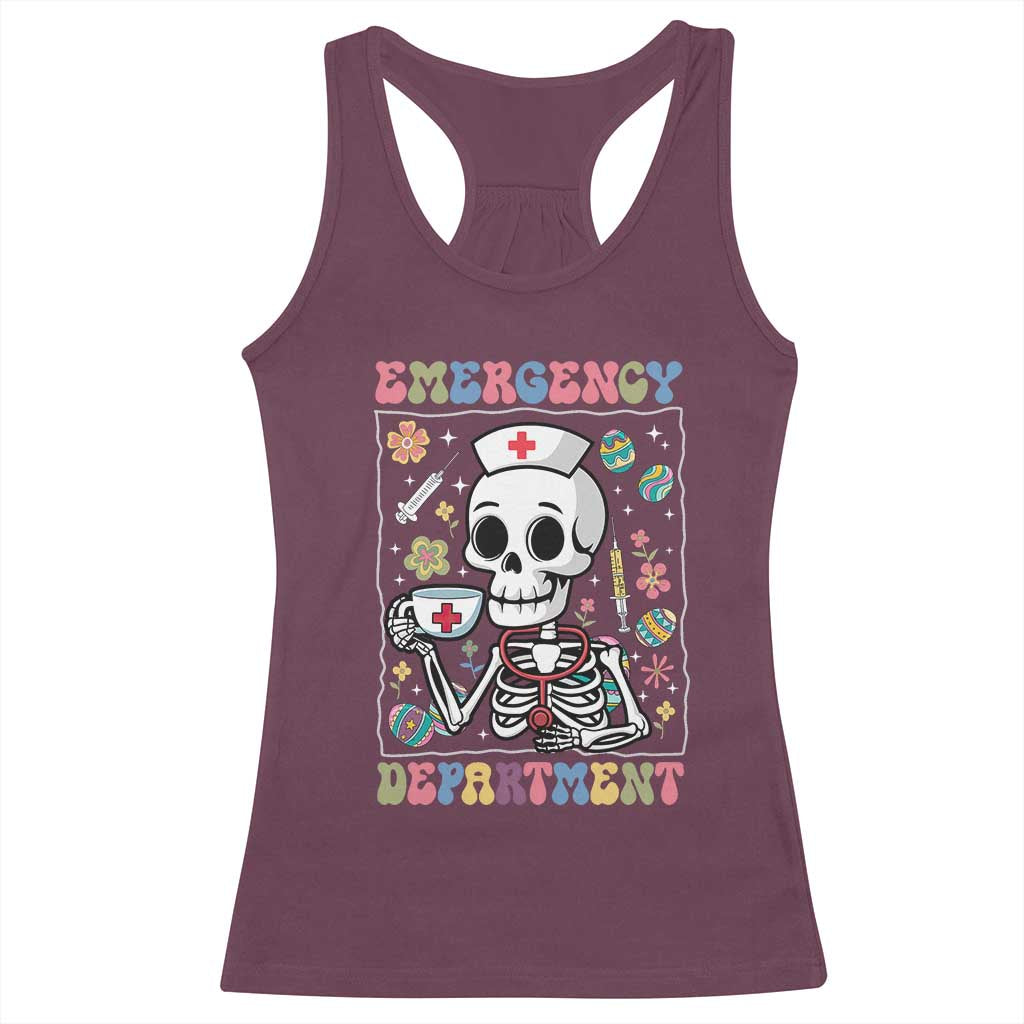 Emergency Department Skeleton Nurse Easter Racerback Tank Top ER Nursing Room