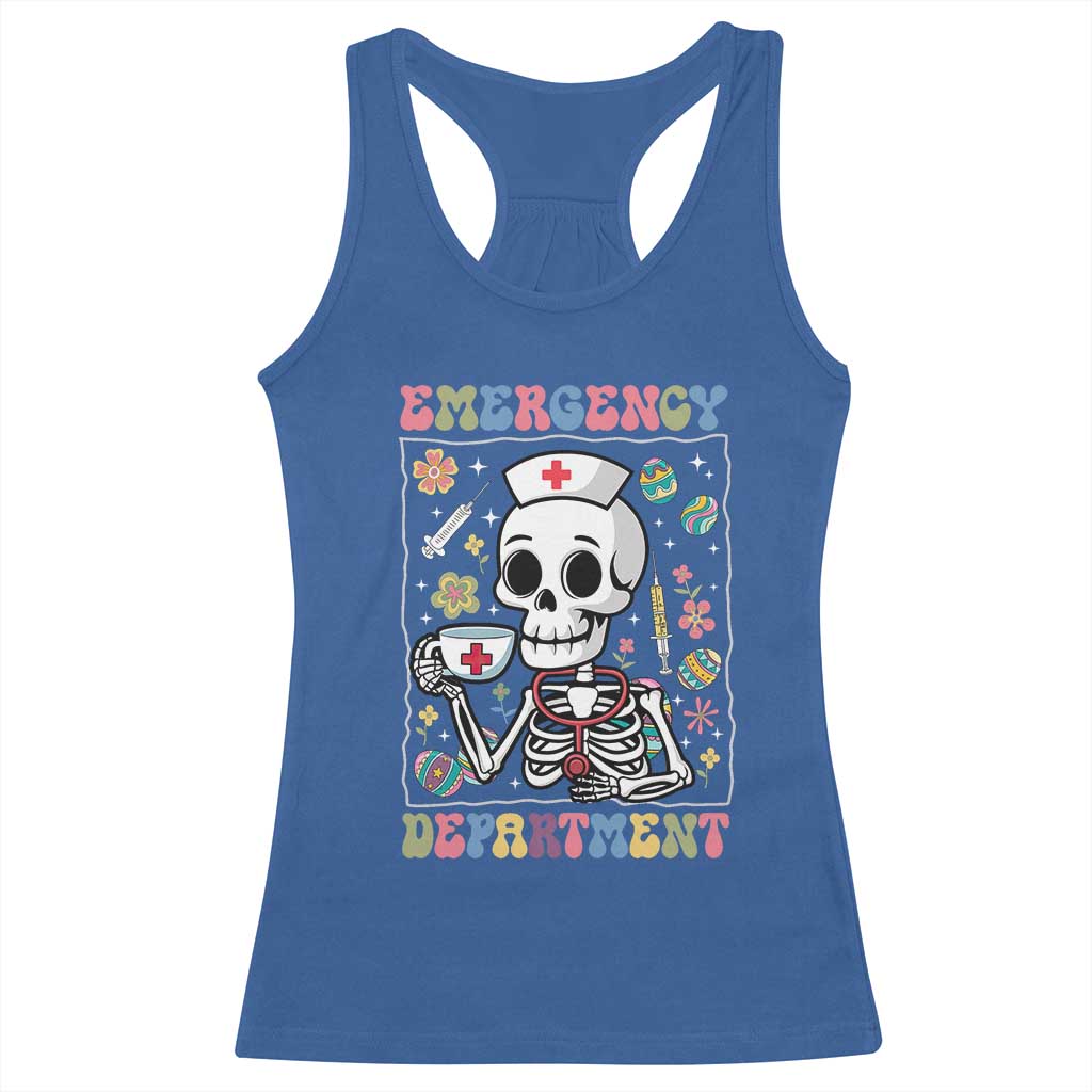 Emergency Department Skeleton Nurse Easter Racerback Tank Top ER Nursing Room