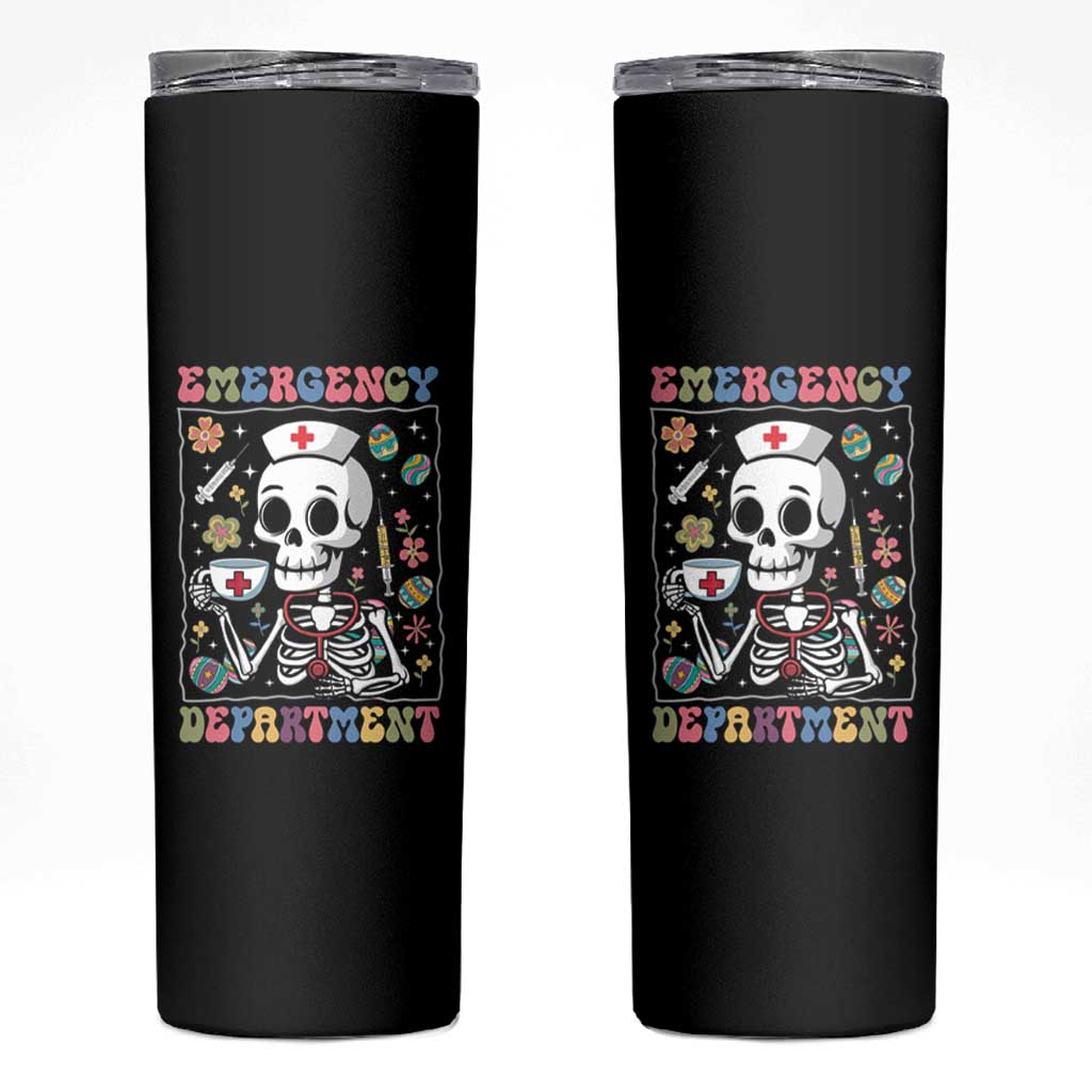 Emergency Department Skeleton Nurse Easter Skinny Tumbler ER Nursing Room