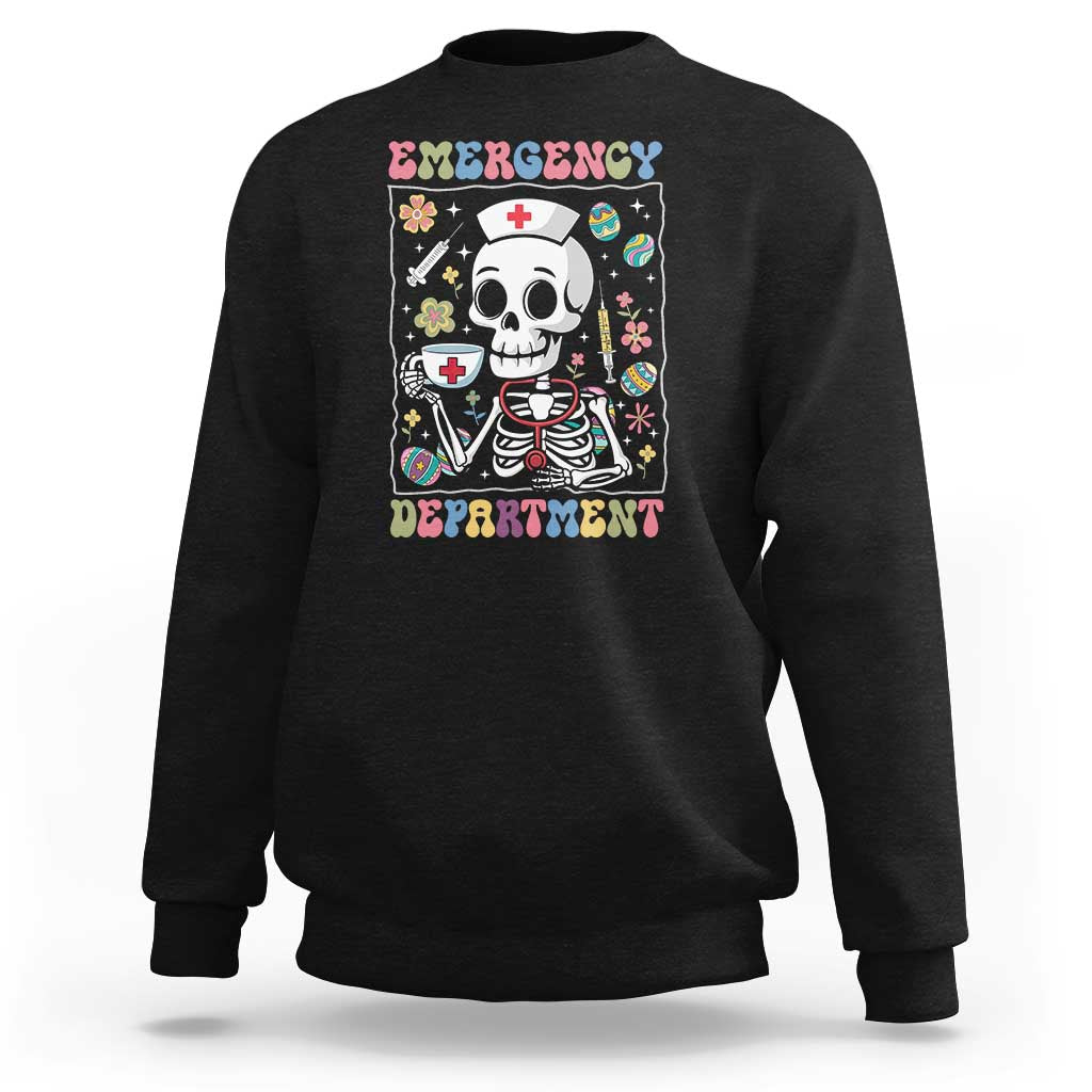 Emergency Department Skeleton Nurse Easter Sweatshirt ER Nursing Room