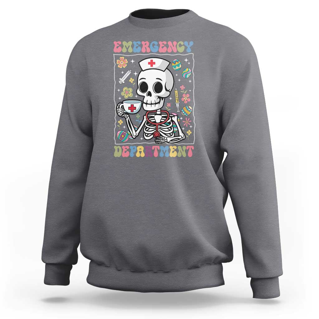 Emergency Department Skeleton Nurse Easter Sweatshirt ER Nursing Room