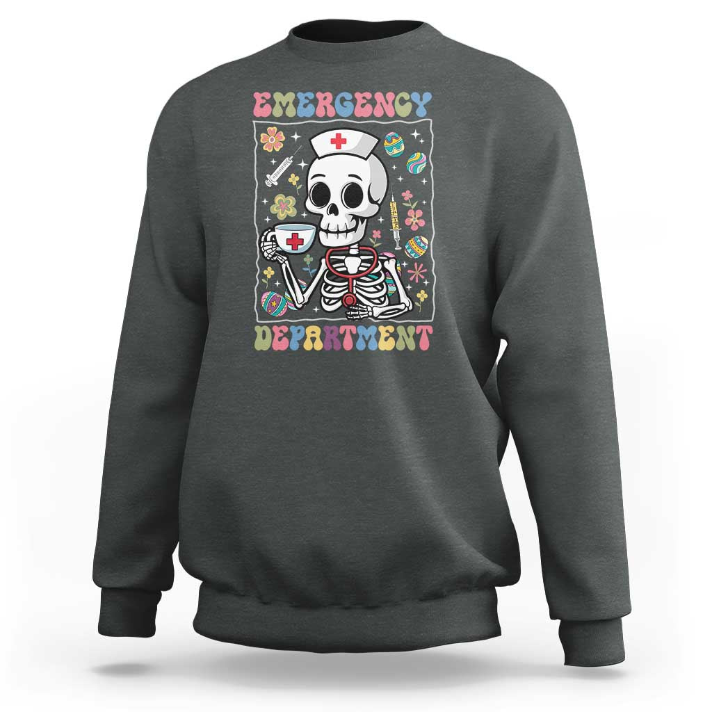 Emergency Department Skeleton Nurse Easter Sweatshirt ER Nursing Room