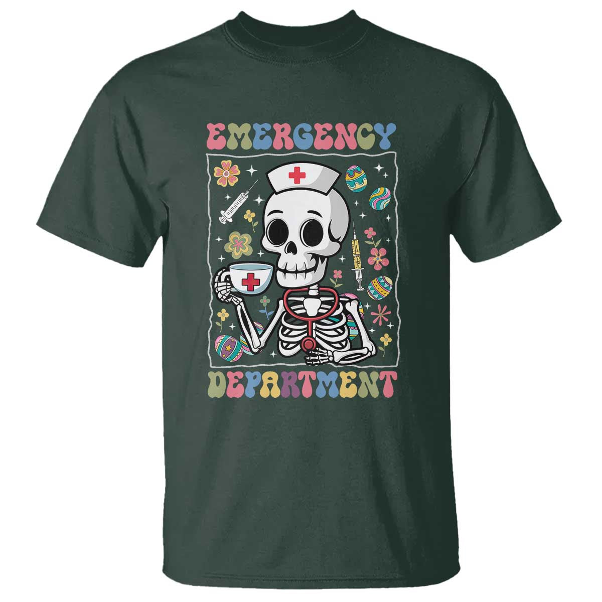 Emergency Department Skeleton Nurse Easter T Shirt ER Nursing Room
