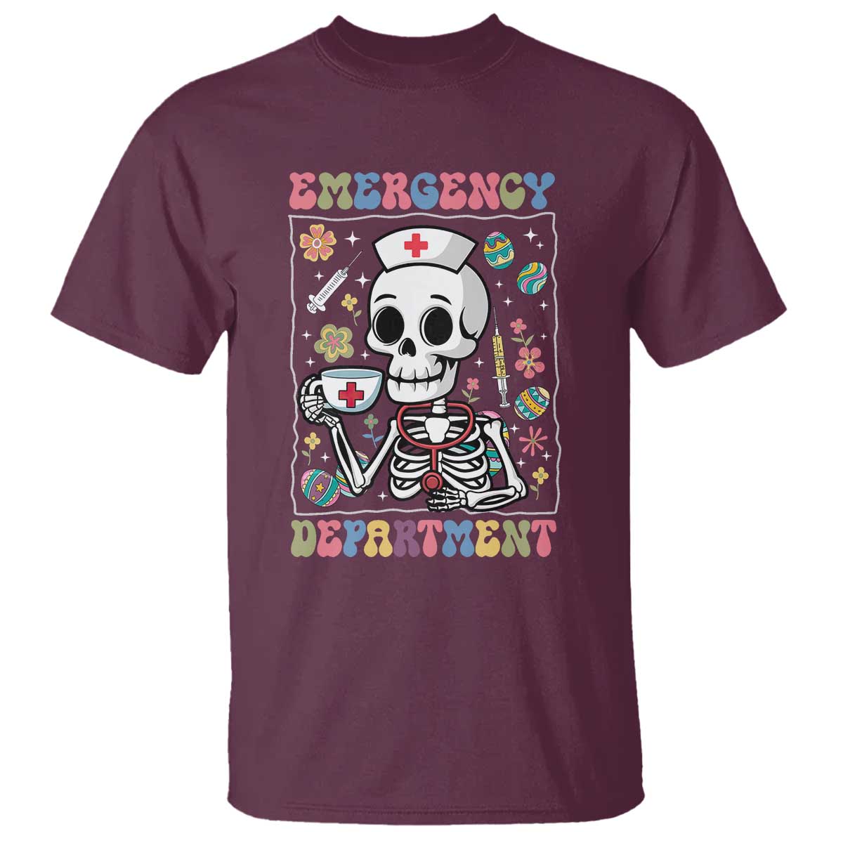 Emergency Department Skeleton Nurse Easter T Shirt ER Nursing Room