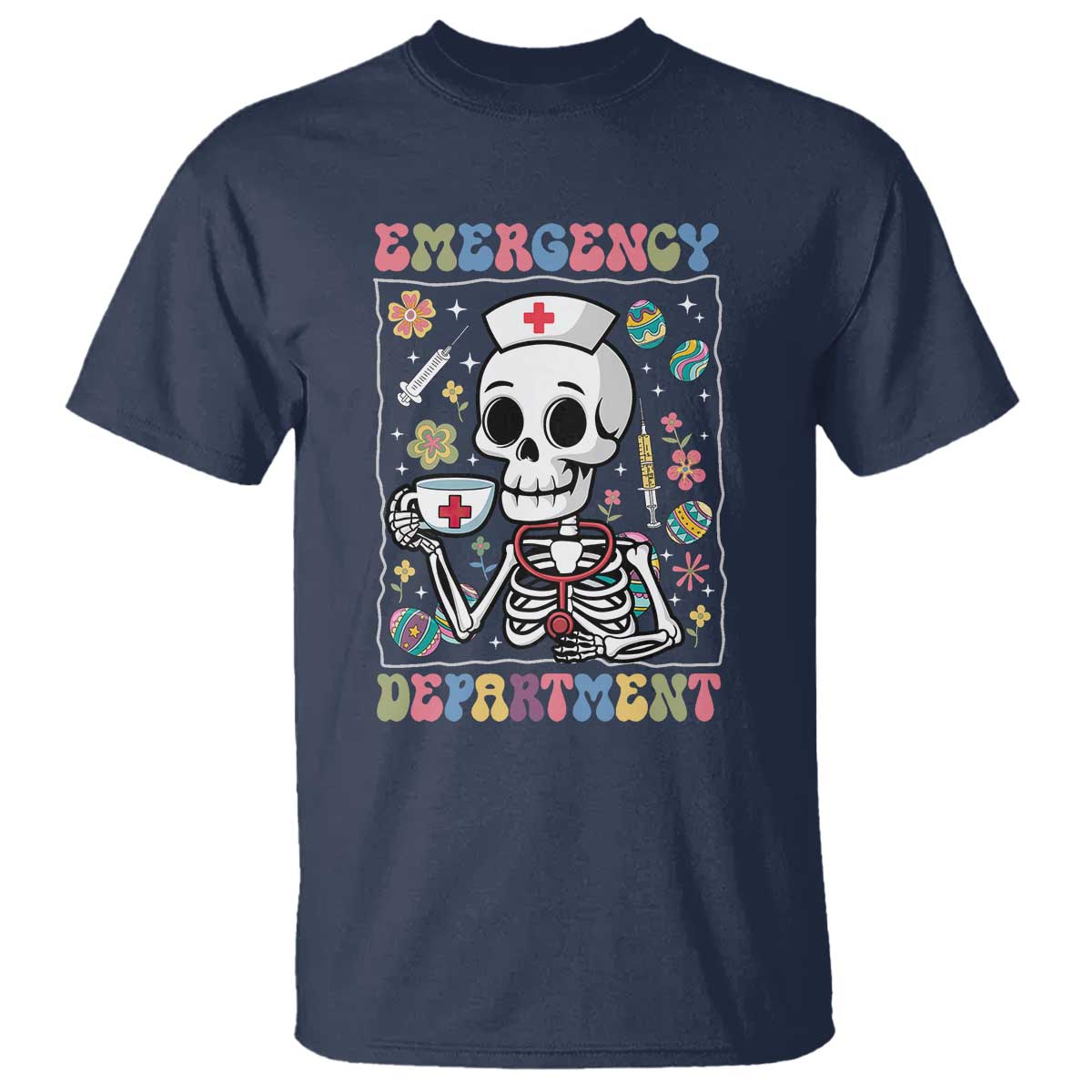 Emergency Department Skeleton Nurse Easter T Shirt ER Nursing Room