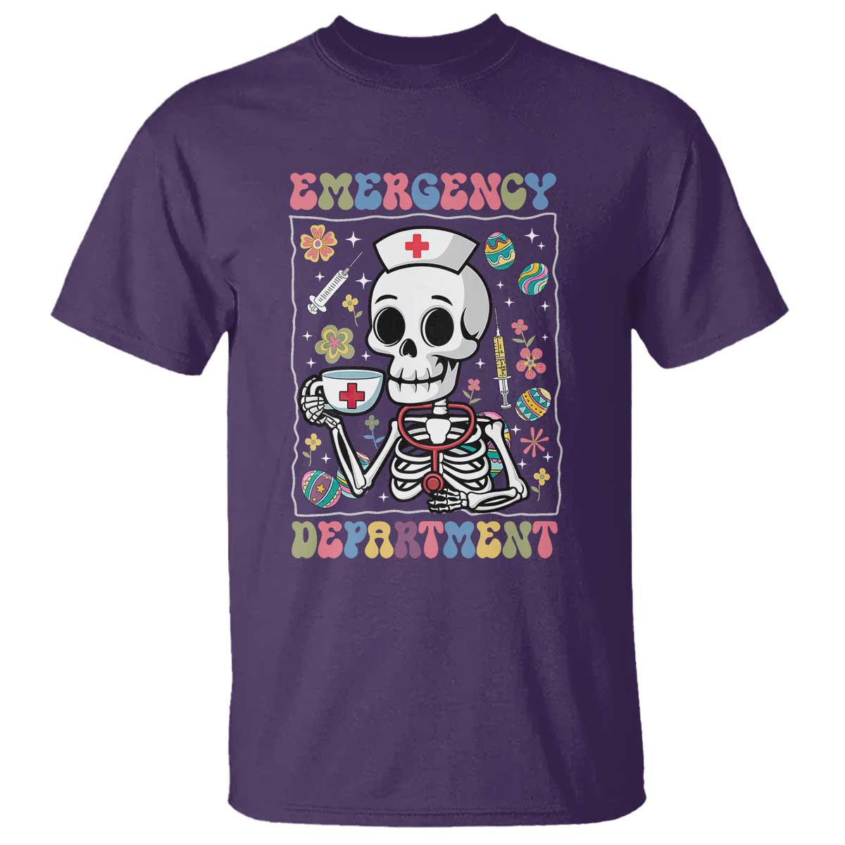 Emergency Department Skeleton Nurse Easter T Shirt ER Nursing Room