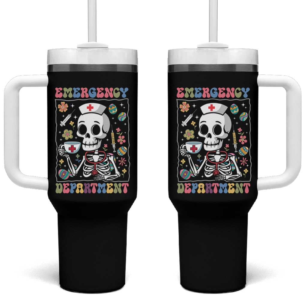 Emergency Department Skeleton Nurse Easter Tumbler With Handle ER Nursing Room