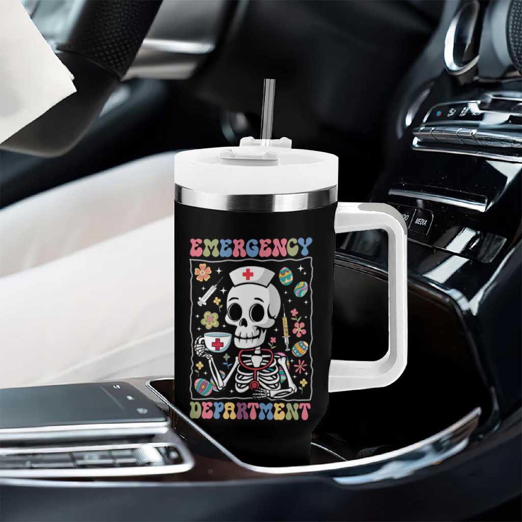 Emergency Department Skeleton Nurse Easter Tumbler With Handle ER Nursing Room