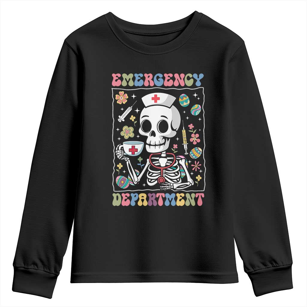Emergency Department Skeleton Nurse Easter Youth Sweatshirt ER Nursing Room
