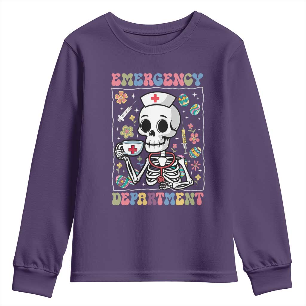 Emergency Department Skeleton Nurse Easter Youth Sweatshirt ER Nursing Room