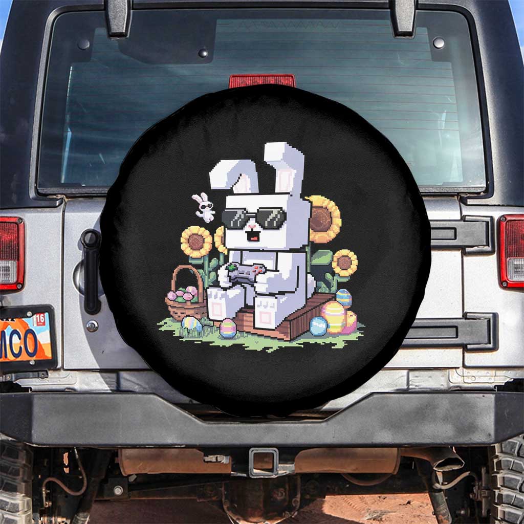 Pixel Art Gamer Bunny Easter Spare Tire Cover Cool Retro Gaming Vibes