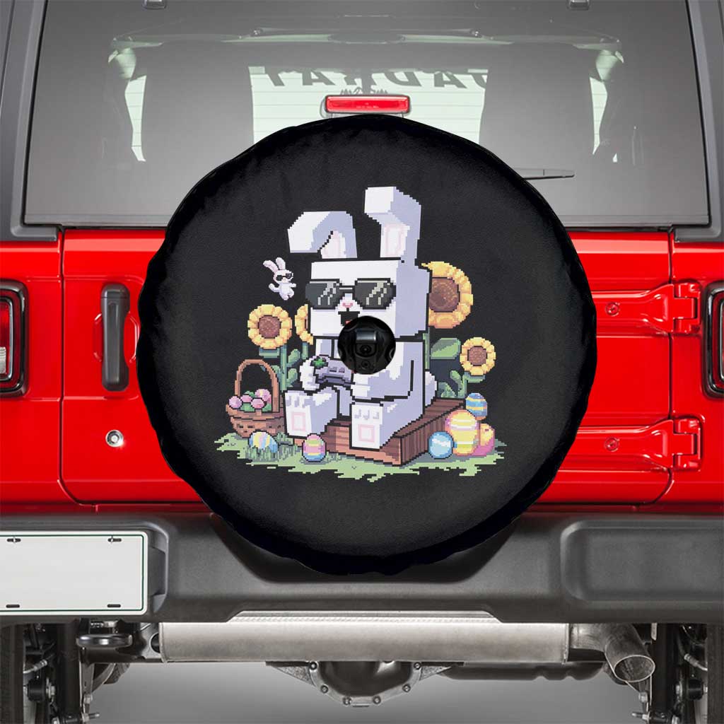Pixel Art Gamer Bunny Easter Spare Tire Cover Cool Retro Gaming Vibes