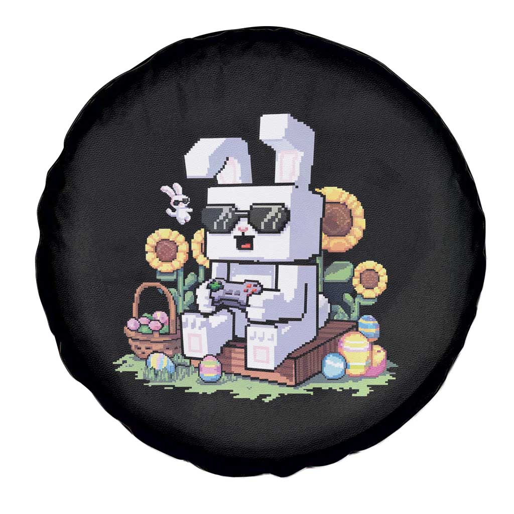 Pixel Art Gamer Bunny Easter Spare Tire Cover Cool Retro Gaming Vibes