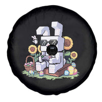 Pixel Art Gamer Bunny Easter Spare Tire Cover Cool Retro Gaming Vibes