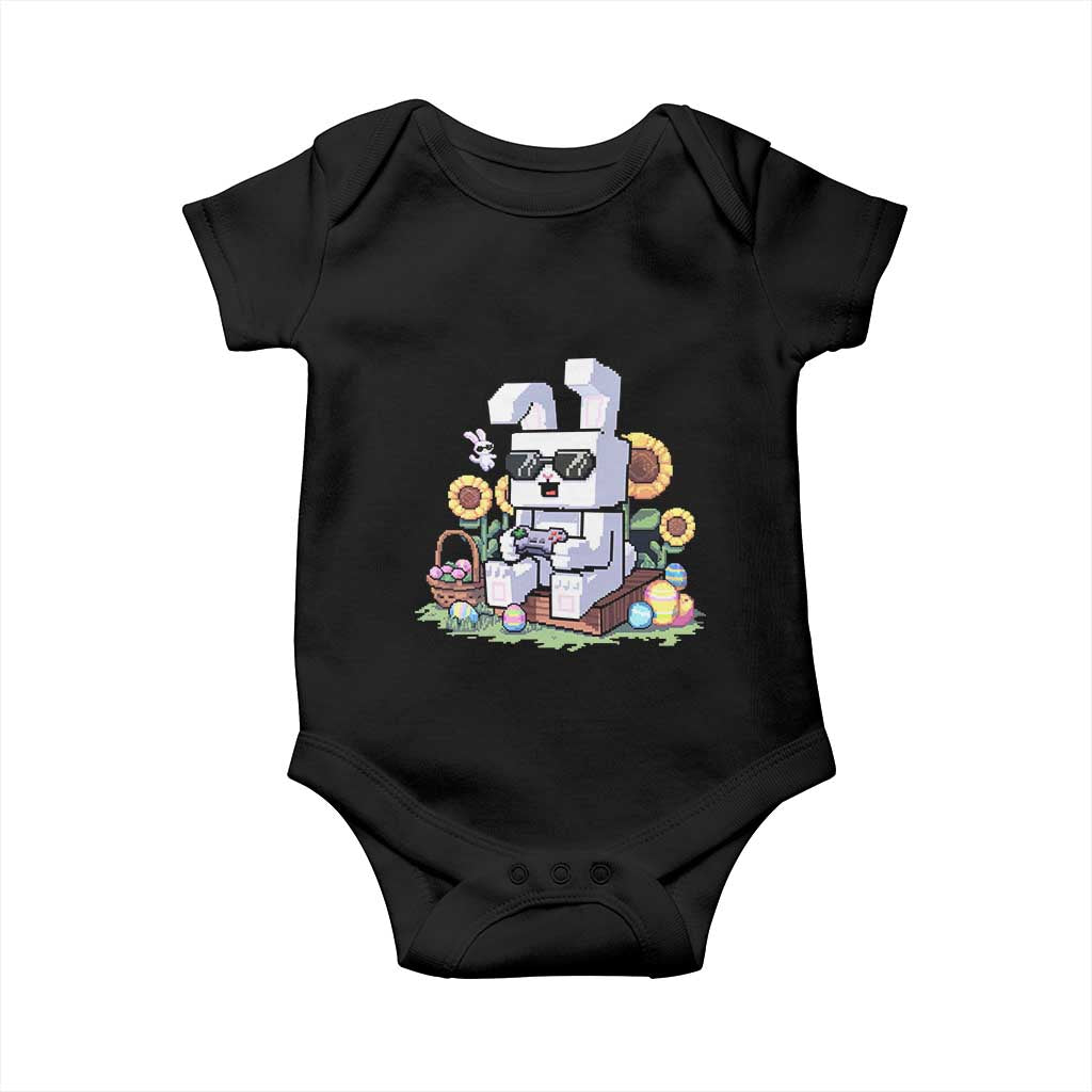 Pixel Art Gamer Bunny Easter Baby Onesie Cool Retro Gaming Vibes