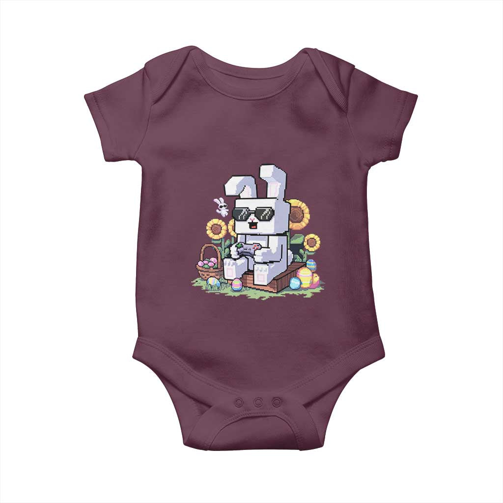 Pixel Art Gamer Bunny Easter Baby Onesie Cool Retro Gaming Vibes
