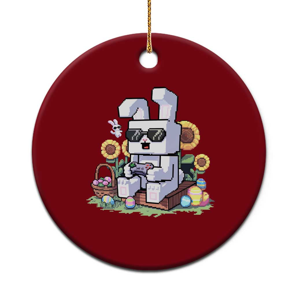Pixel Art Gamer Bunny Easter Ceramic Ornament Cool Retro Gaming Vibes - Wonder Print Shop