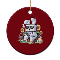 Pixel Art Gamer Bunny Easter Ceramic Ornament Cool Retro Gaming Vibes - Wonder Print Shop