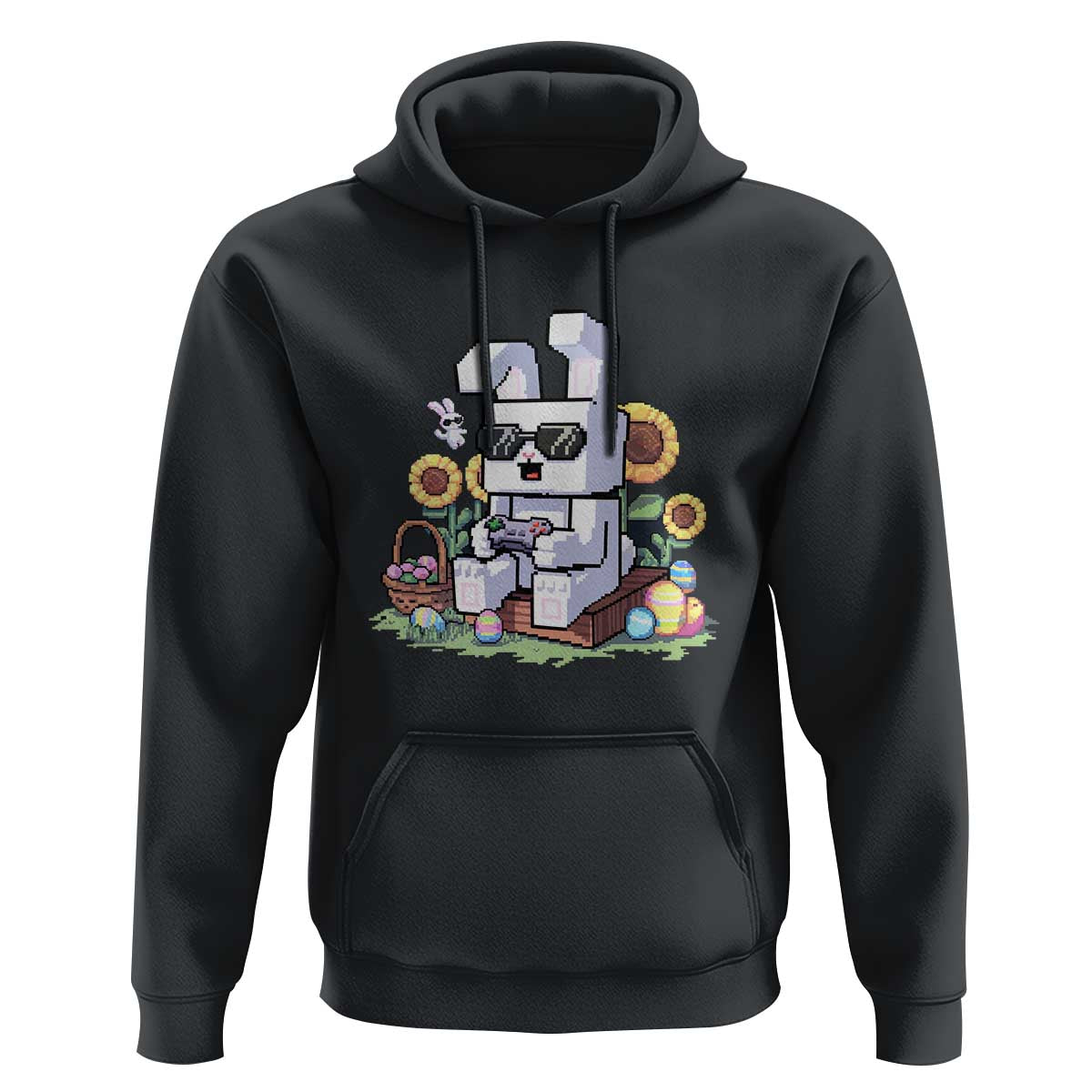 Pixel Art Gamer Bunny Easter Hoodie Cool Retro Gaming Vibes