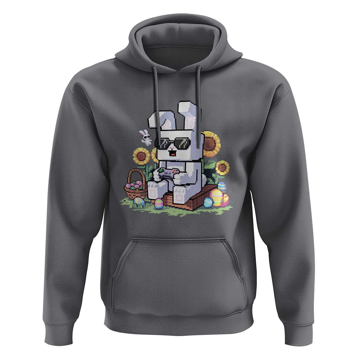 Pixel Art Gamer Bunny Easter Hoodie Cool Retro Gaming Vibes