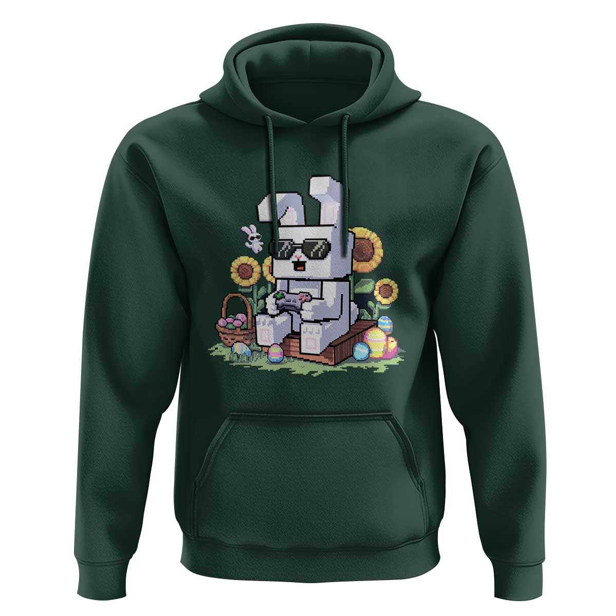 Pixel Art Gamer Bunny Easter Hoodie Cool Retro Gaming Vibes