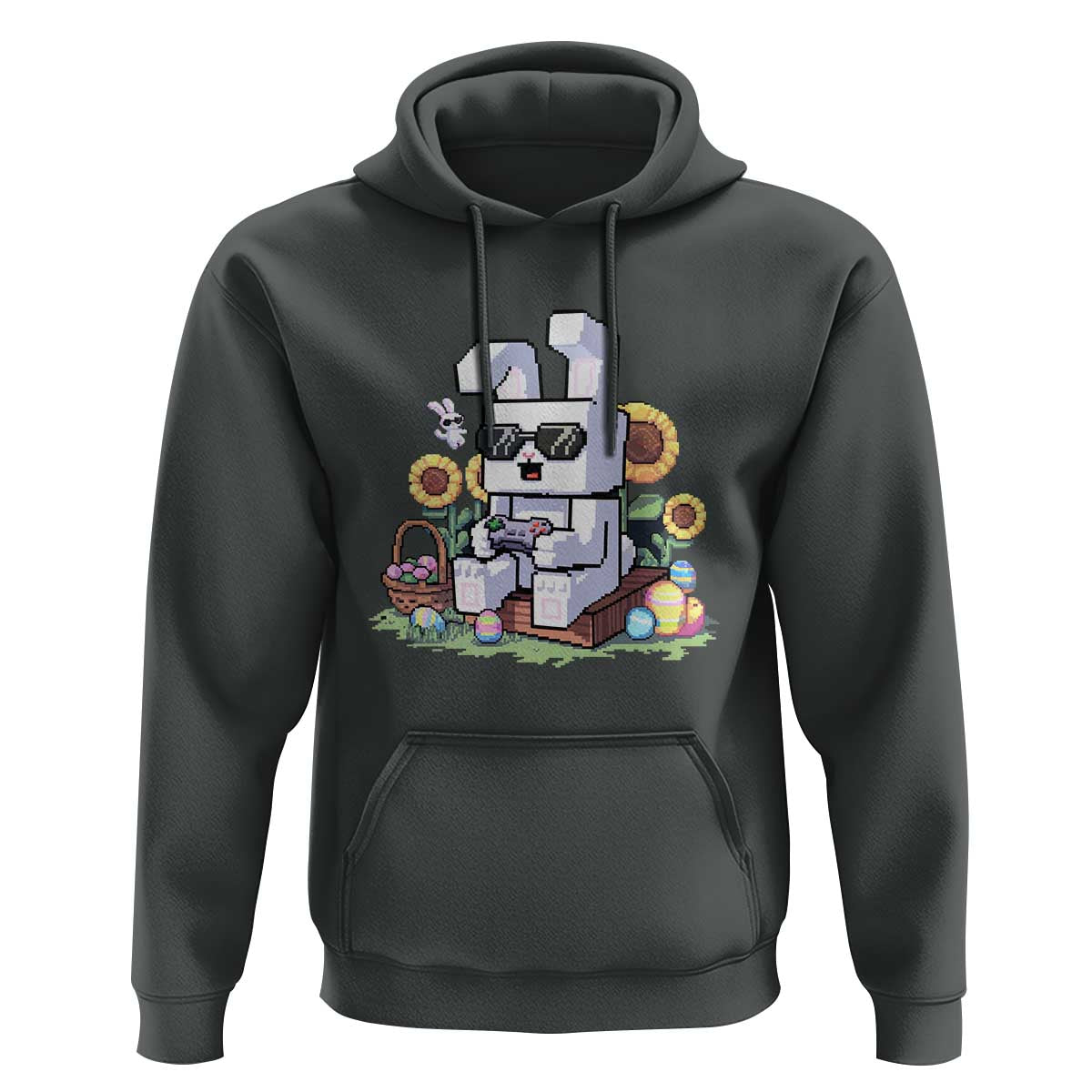 Pixel Art Gamer Bunny Easter Hoodie Cool Retro Gaming Vibes