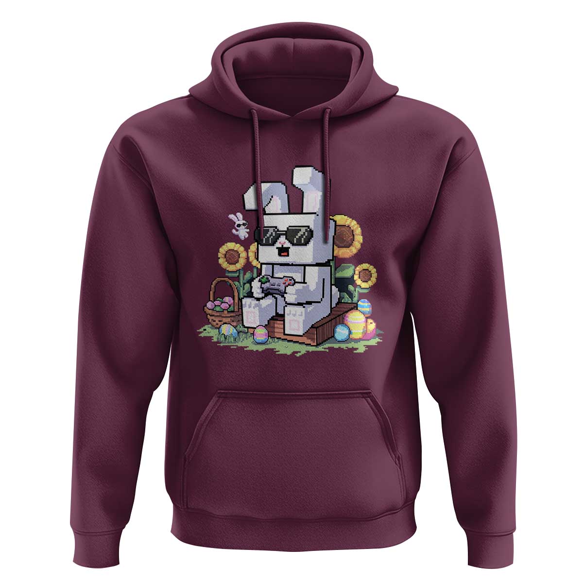 Pixel Art Gamer Bunny Easter Hoodie Cool Retro Gaming Vibes