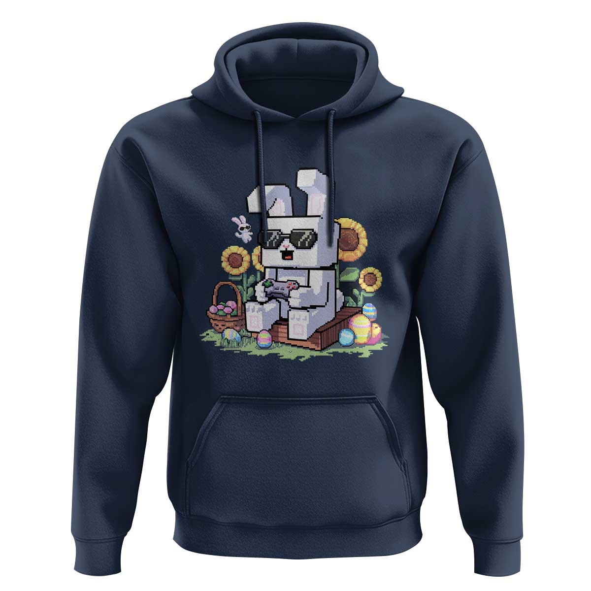 Pixel Art Gamer Bunny Easter Hoodie Cool Retro Gaming Vibes