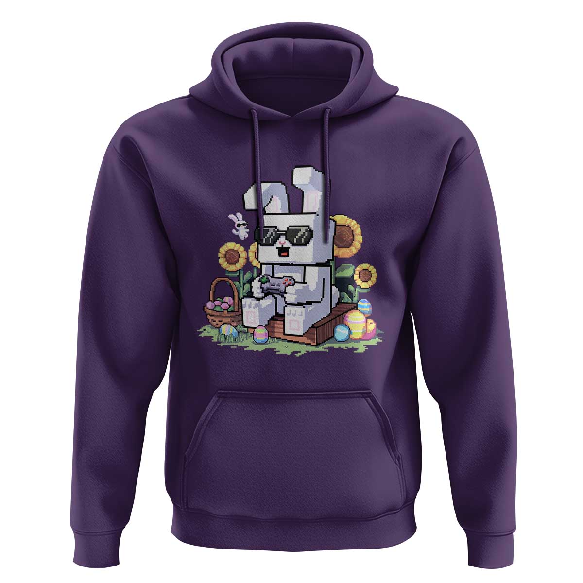 Pixel Art Gamer Bunny Easter Hoodie Cool Retro Gaming Vibes