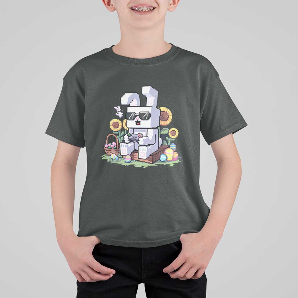 Pixel Art Gamer Bunny Easter T Shirt For Kid Cool Retro Gaming Vibes