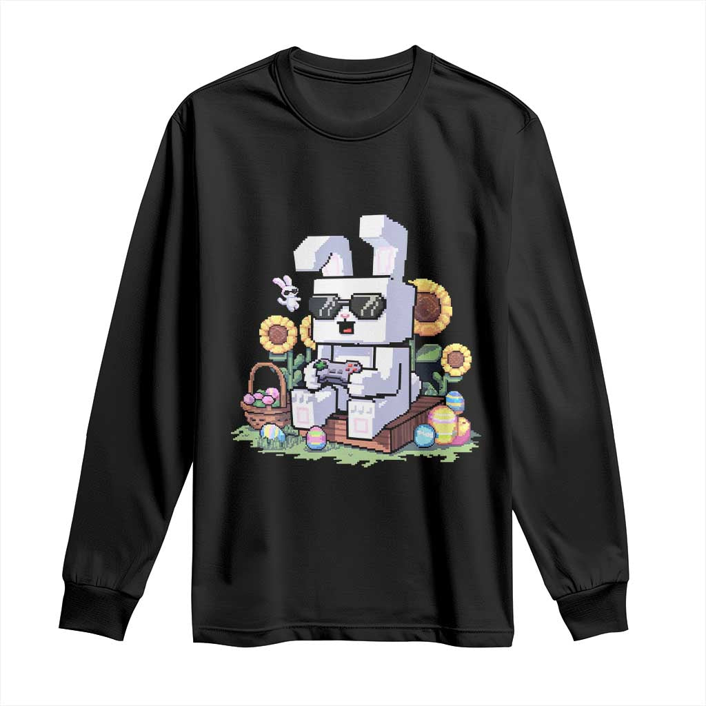 Pixel Art Gamer Bunny Easter Long Sleeve Shirt Cool Retro Gaming Vibes