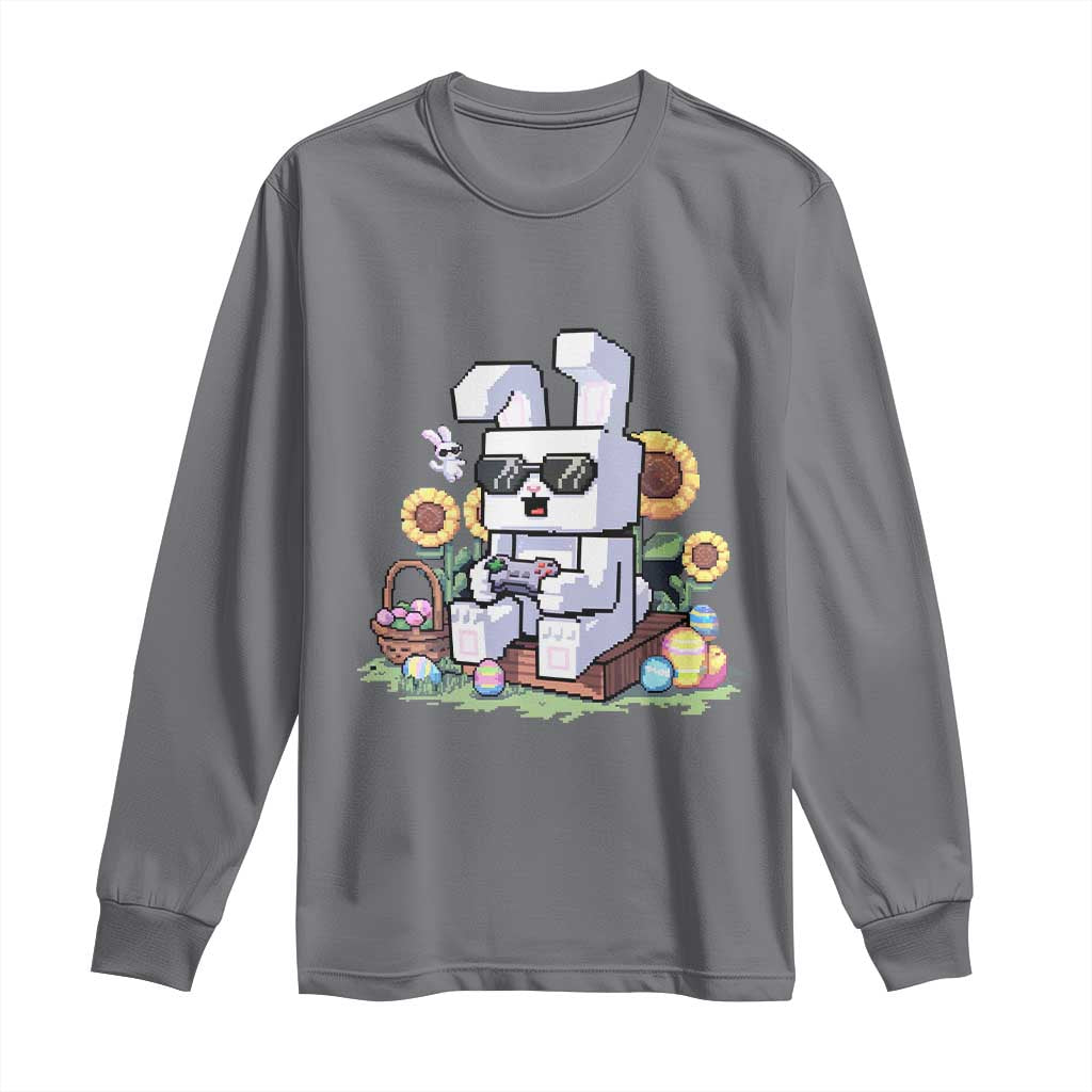 Pixel Art Gamer Bunny Easter Long Sleeve Shirt Cool Retro Gaming Vibes