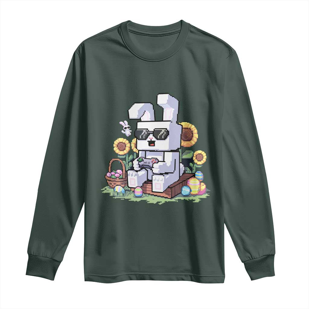 Pixel Art Gamer Bunny Easter Long Sleeve Shirt Cool Retro Gaming Vibes