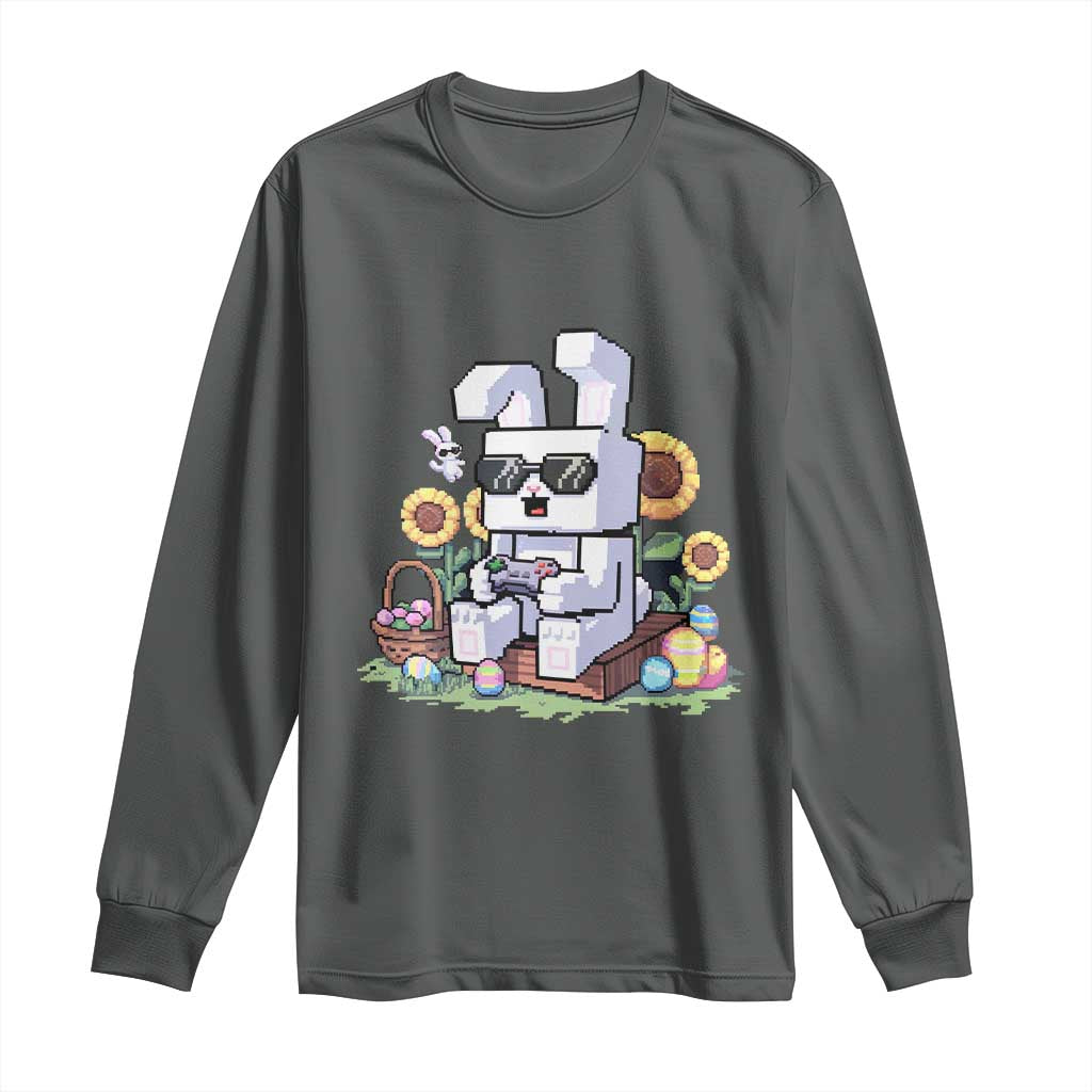 Pixel Art Gamer Bunny Easter Long Sleeve Shirt Cool Retro Gaming Vibes
