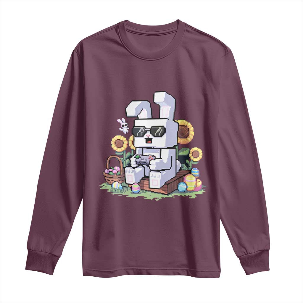 Pixel Art Gamer Bunny Easter Long Sleeve Shirt Cool Retro Gaming Vibes