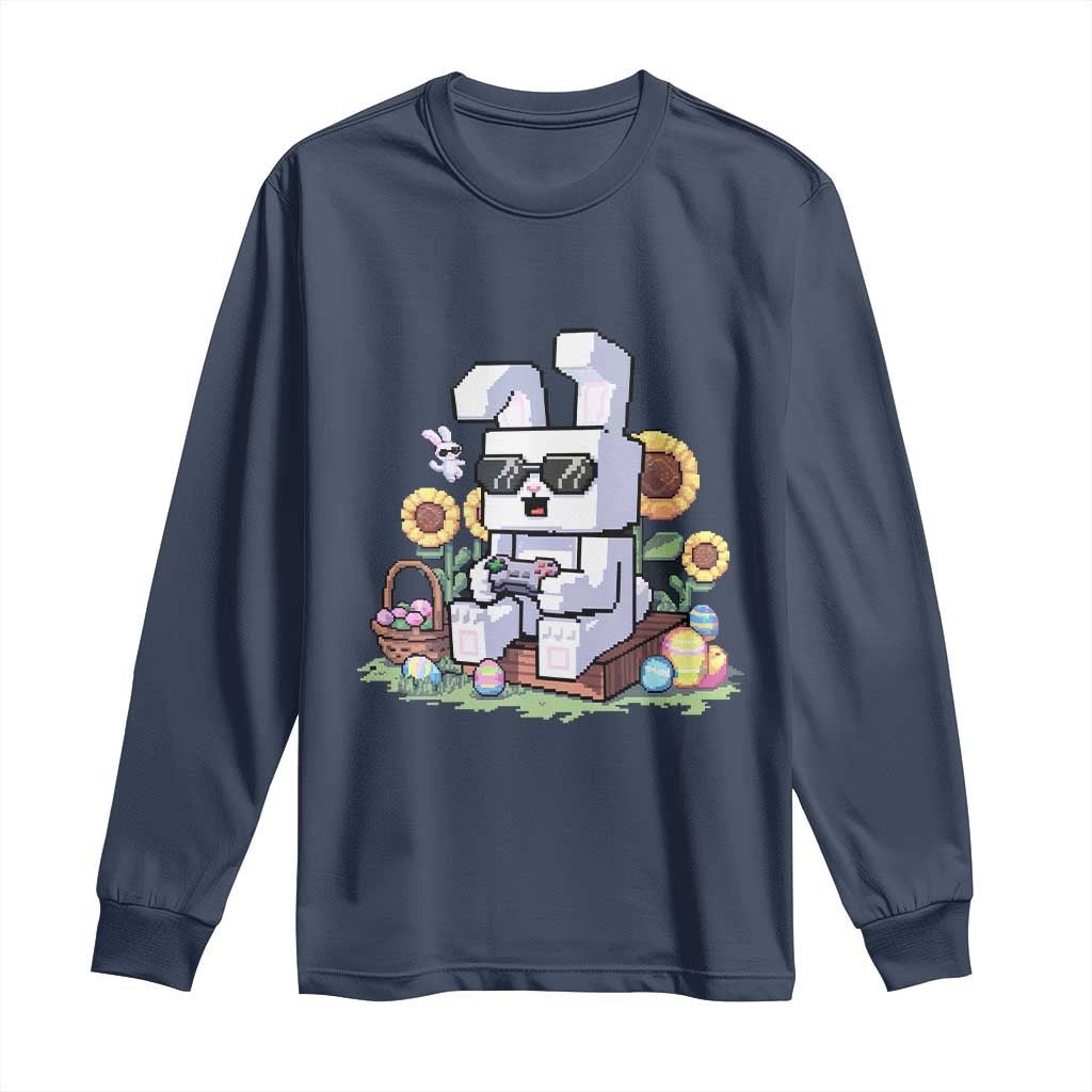 Pixel Art Gamer Bunny Easter Long Sleeve Shirt Cool Retro Gaming Vibes