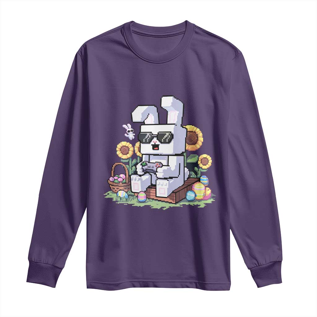 Pixel Art Gamer Bunny Easter Long Sleeve Shirt Cool Retro Gaming Vibes