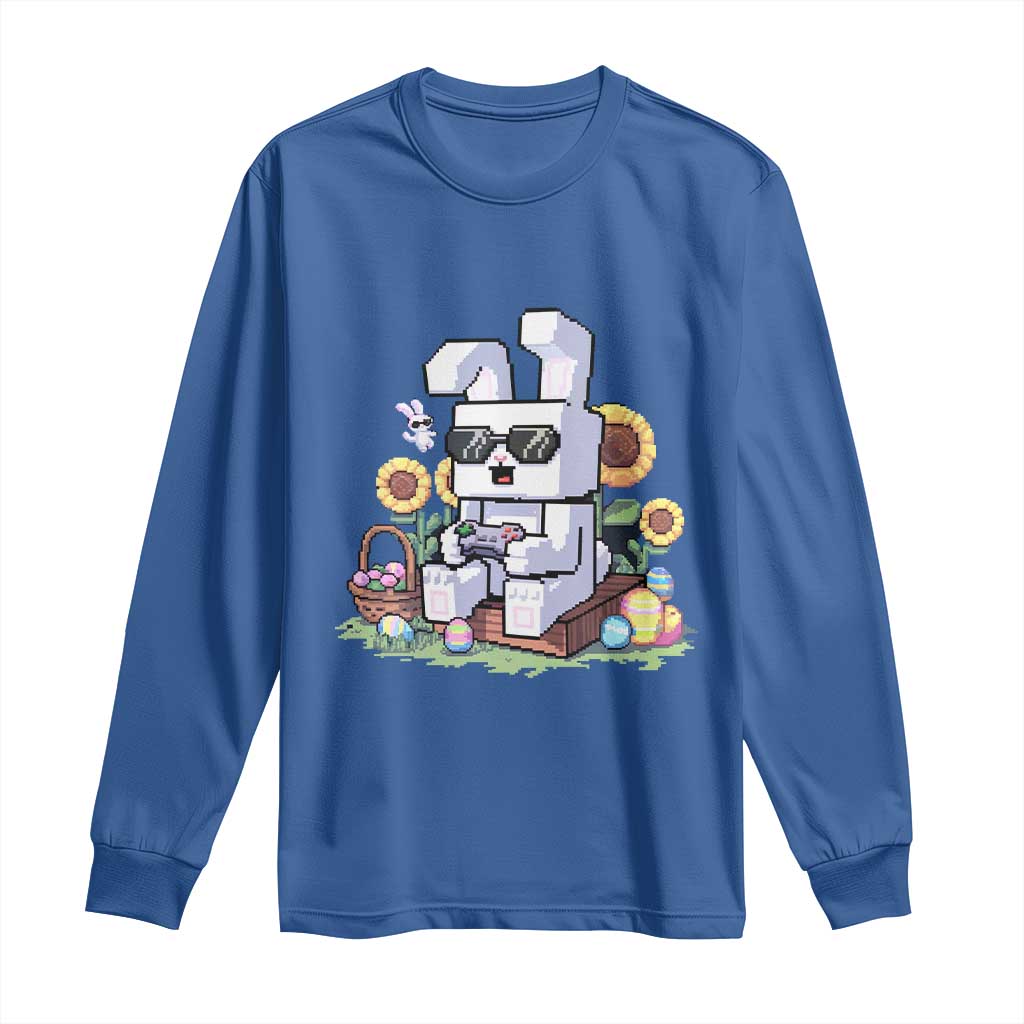 Pixel Art Gamer Bunny Easter Long Sleeve Shirt Cool Retro Gaming Vibes