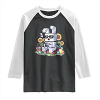 Pixel Art Gamer Bunny Easter Raglan Shirt Cool Retro Gaming Vibes