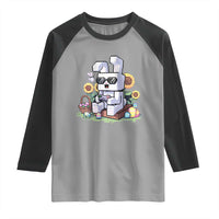 Pixel Art Gamer Bunny Easter Raglan Shirt Cool Retro Gaming Vibes