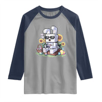 Pixel Art Gamer Bunny Easter Raglan Shirt Cool Retro Gaming Vibes