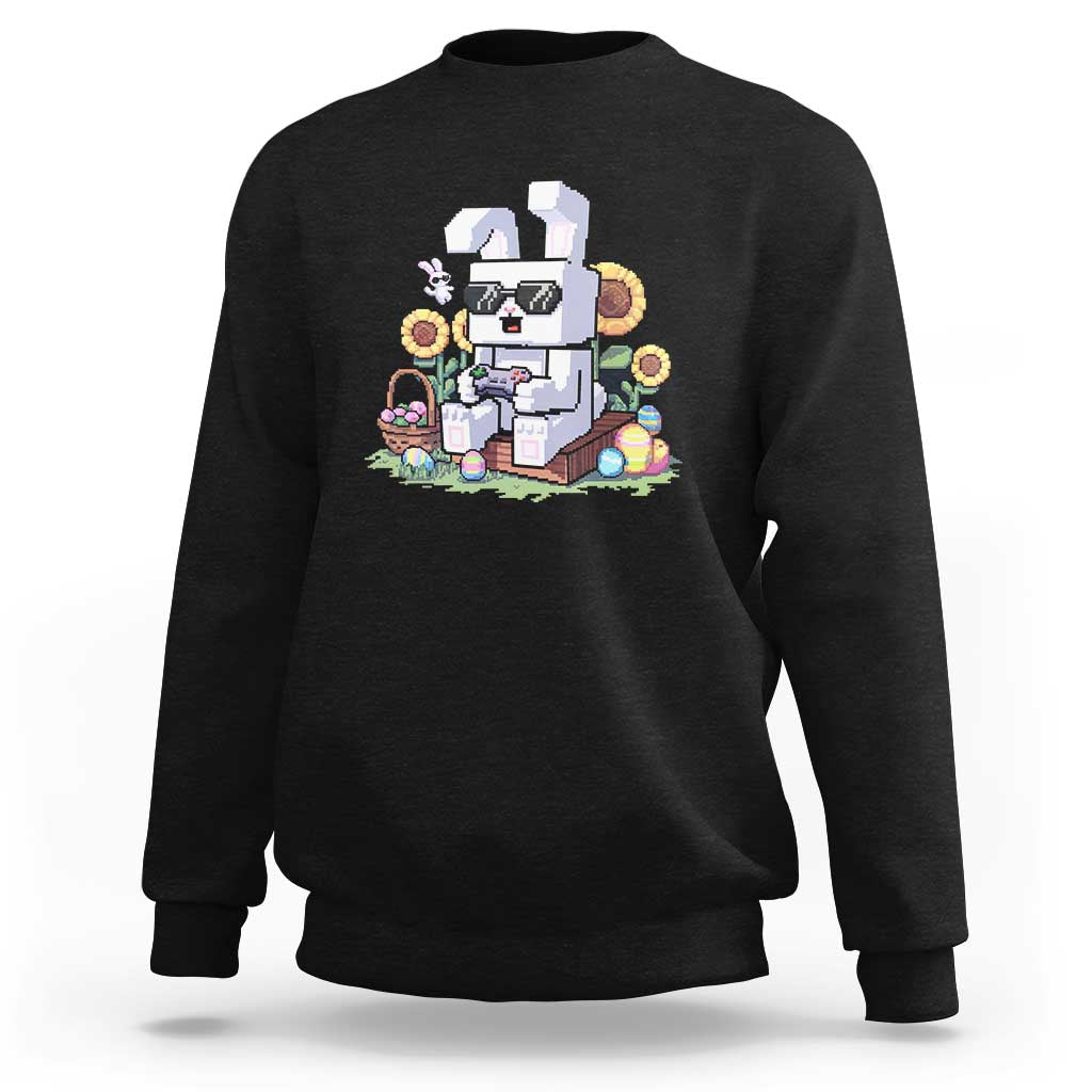 Pixel Art Gamer Bunny Easter Sweatshirt Cool Retro Gaming Vibes