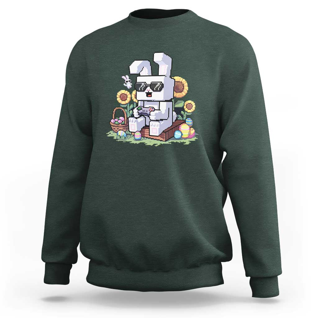 Pixel Art Gamer Bunny Easter Sweatshirt Cool Retro Gaming Vibes
